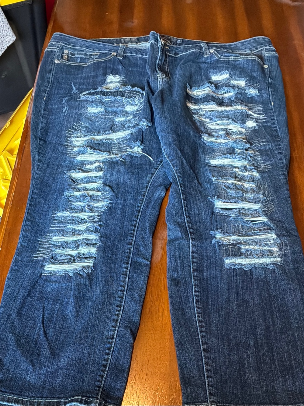 Distressed Dark Wash Ripped Jeans